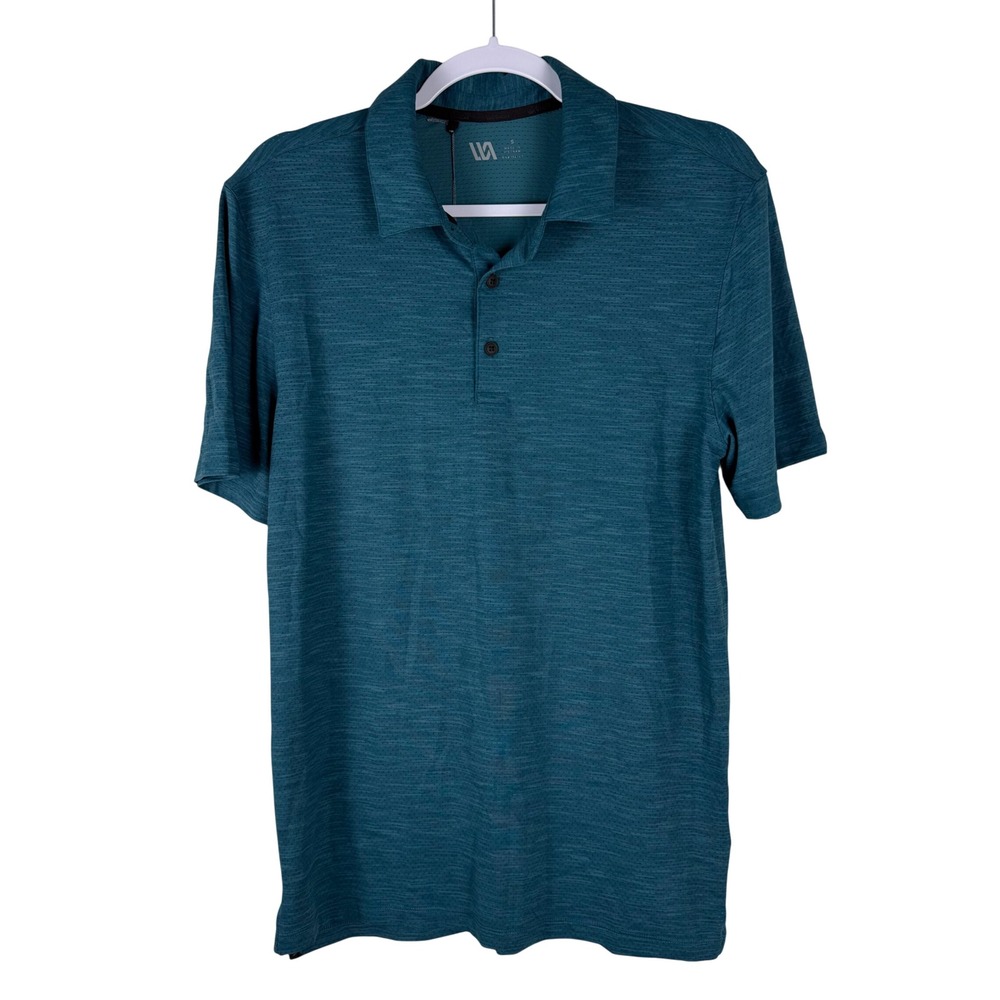 VRST Mens Small Polo Shirt Green Performance Golf Flex Rugby Heather Mesh‎ NWT